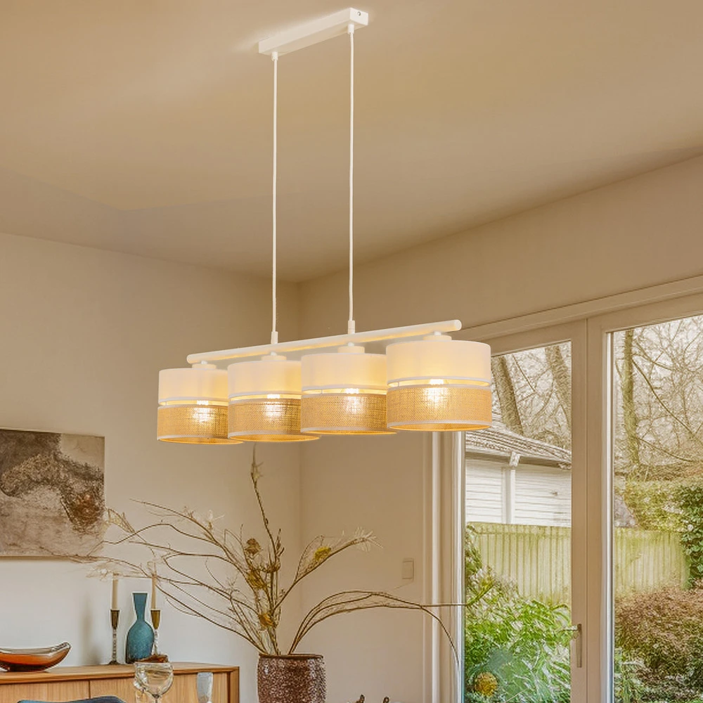 Suspension Linobianco, linéaire, à quatre lampes pour entrée et couloir
