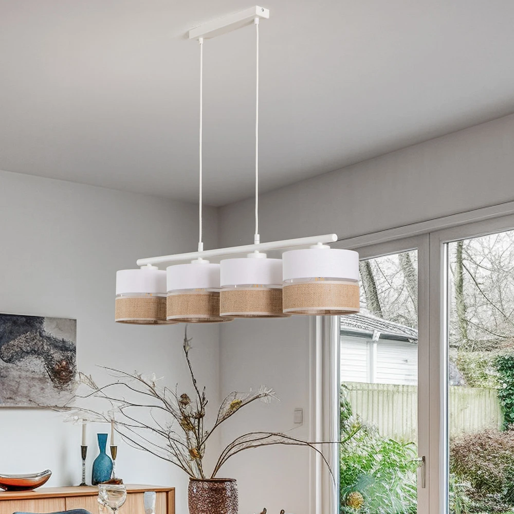 Suspension Linobianco, linéaire, à quatre lampes pour entrée et couloir