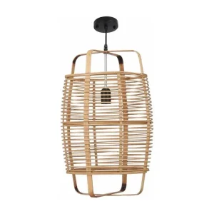 Suspension lumineuse en bambou - 53 x Ø30.5 - Marron - PAGE avec diffuseur opale
