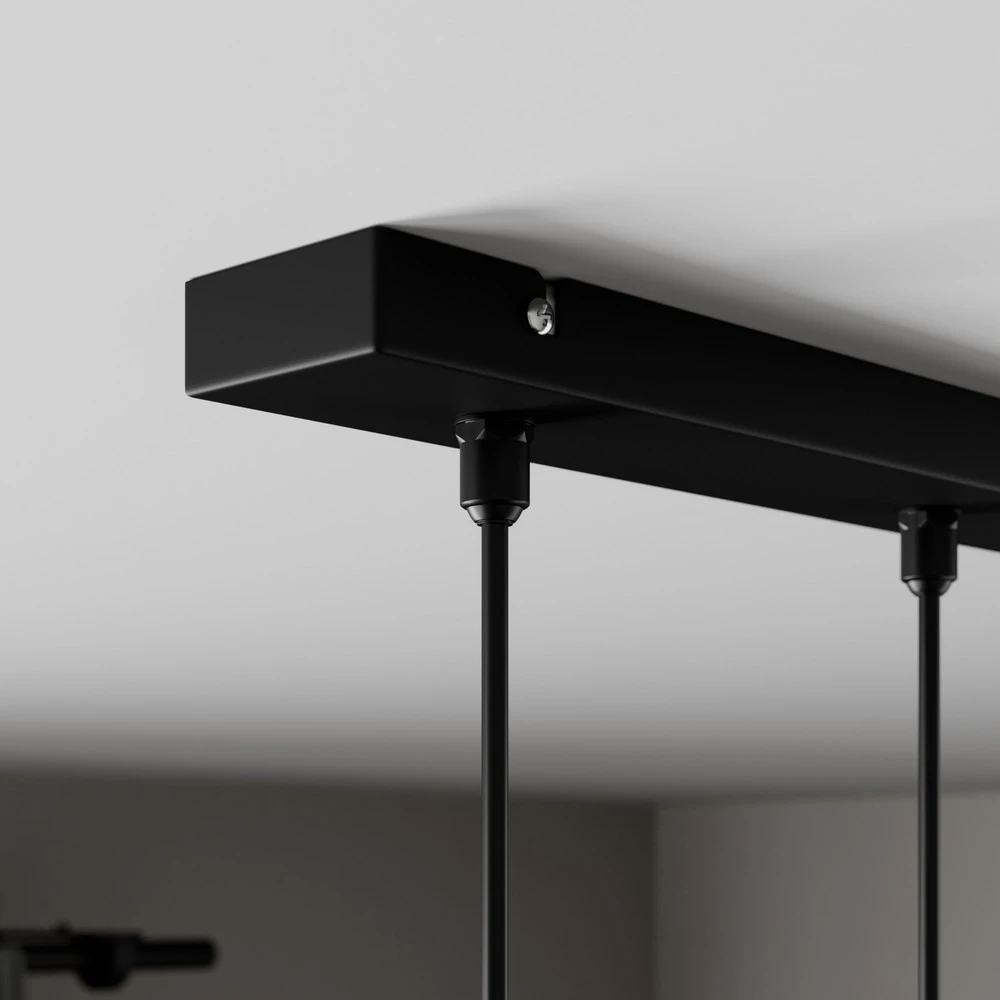 Suspension Midnight en noir/cuivré x3 allongée pour entrée et couloir