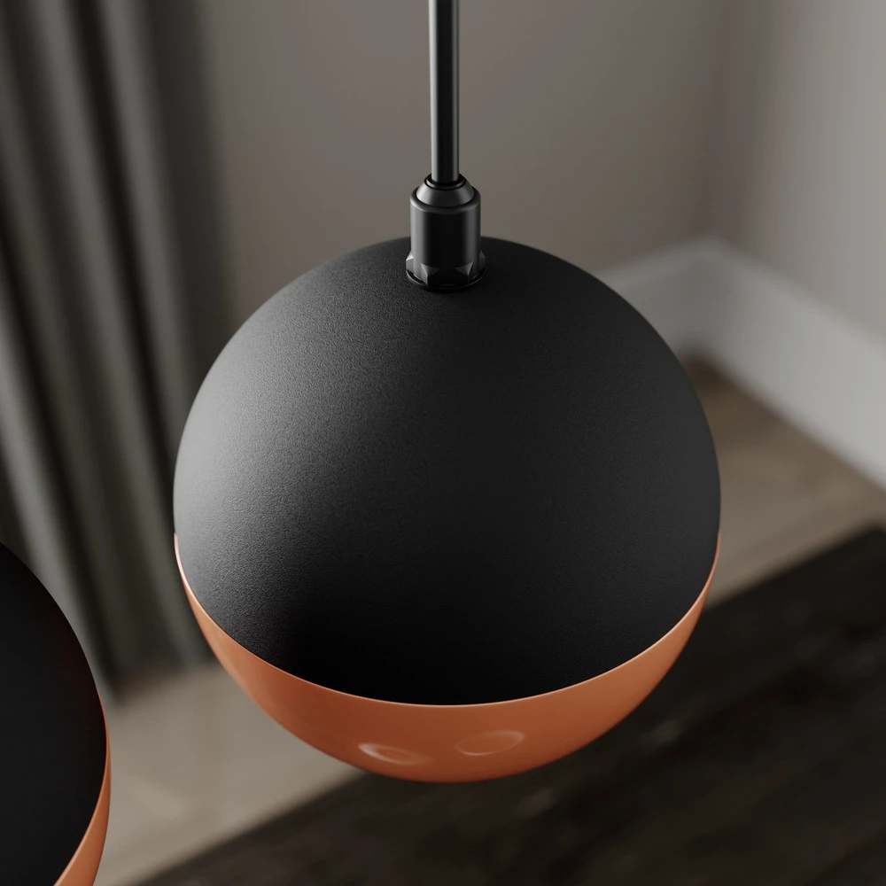 Suspension Midnight en noir/cuivré x3 allongée pour entrée et couloir