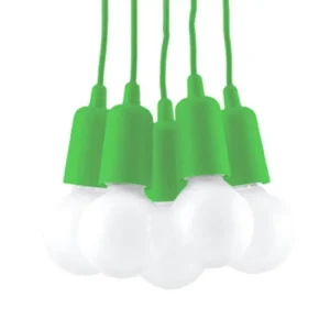 Suspension moderne en VINYLE - 5 sources lumineuses - L.25 x H.90 cm - vert