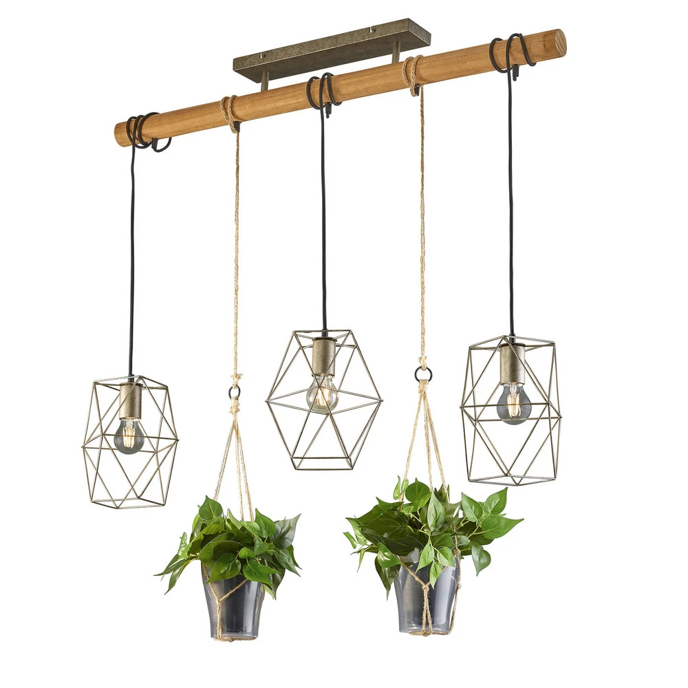 Suspension Plant, 3 lampes avec verres décoratifs Sans outil d'installation