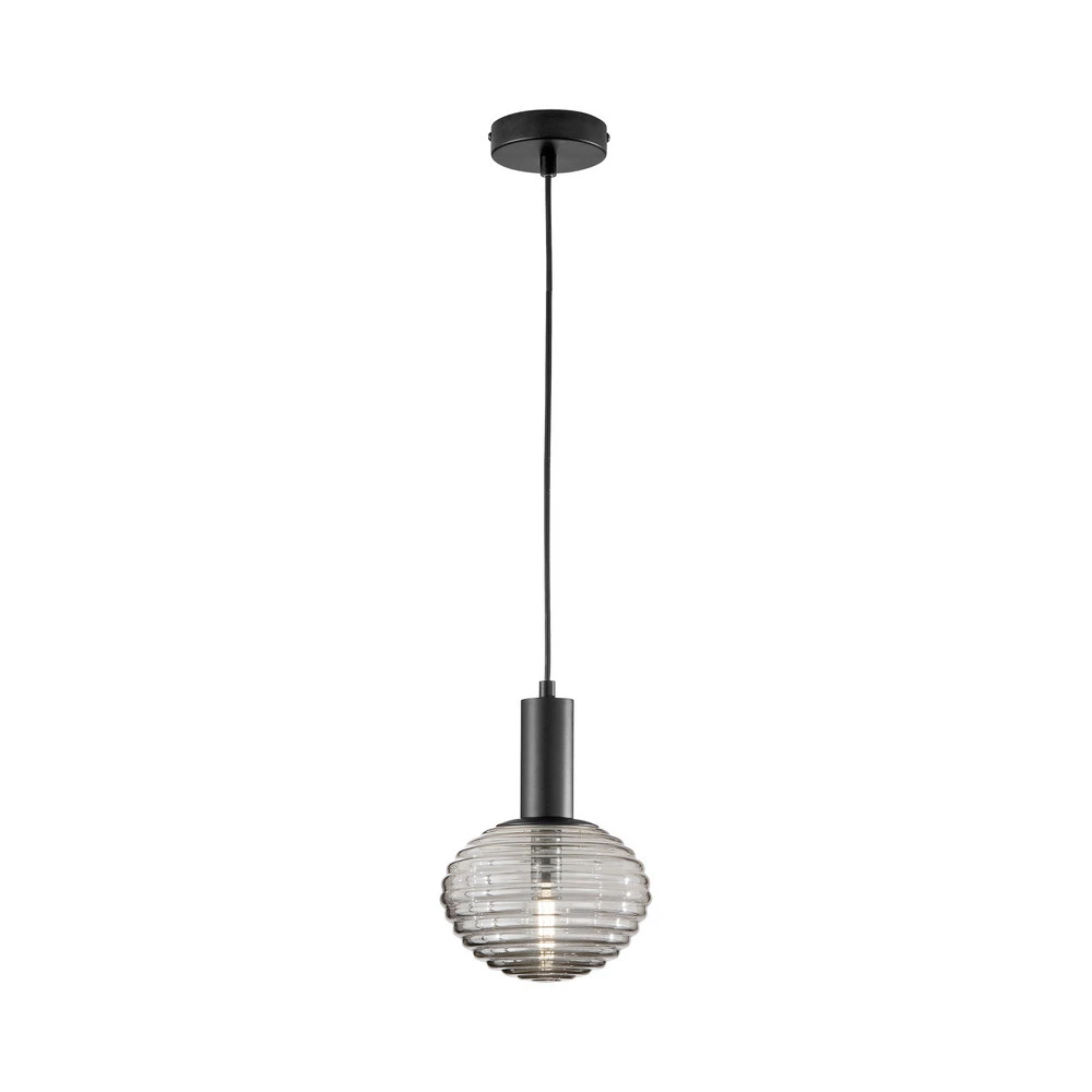 Suspension Ripple, noir/gris fumé, Ø 18 cm pour entrée et couloir