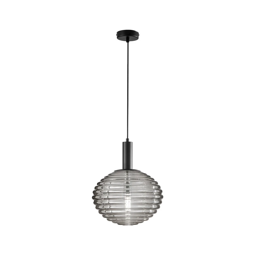 Suspension Ripple, noir/gris fumé, Ø 32 cm pour plafonds suspendus