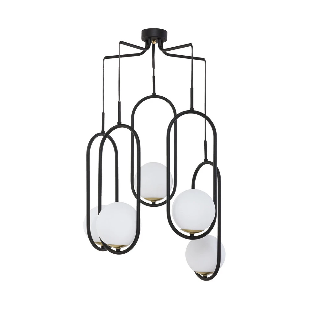 Suspension Samba, verre opale/noire à 5 lampes | 4000K | lumière neutre