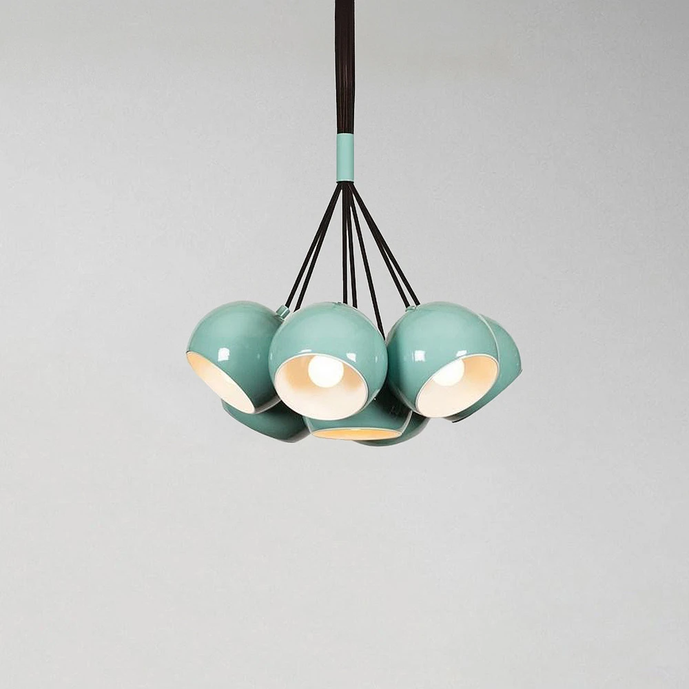 Suspension Sivani MR-629, bleu clair, métal 7 lampes en faisceau