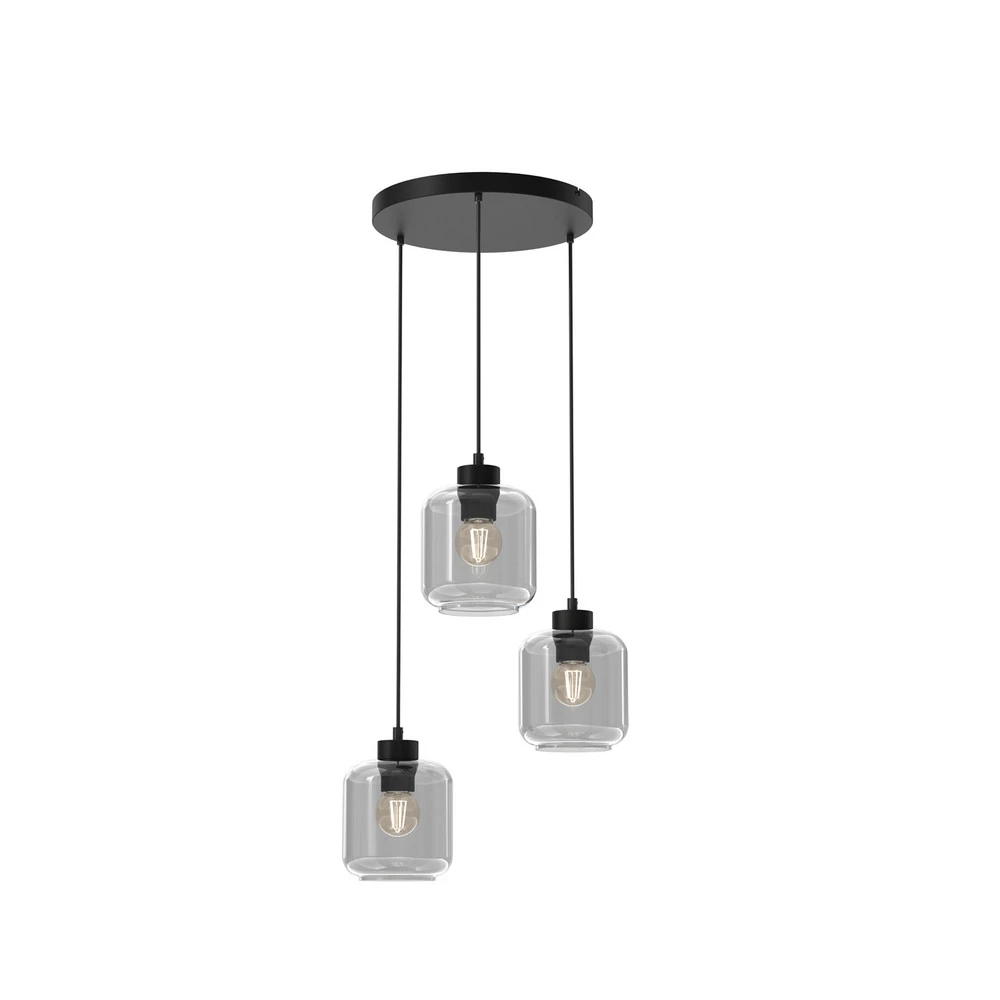 Suspension Sombra, fumée, à 3 lampes, ronde (Carré 30x30cm)