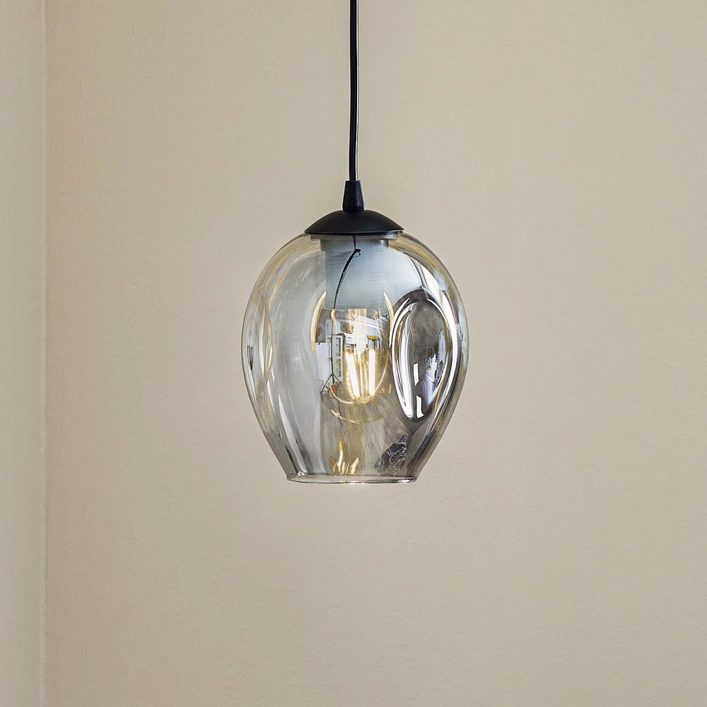 Suspension Starla, verre graphite, 1 lampe ronde Design minimaliste