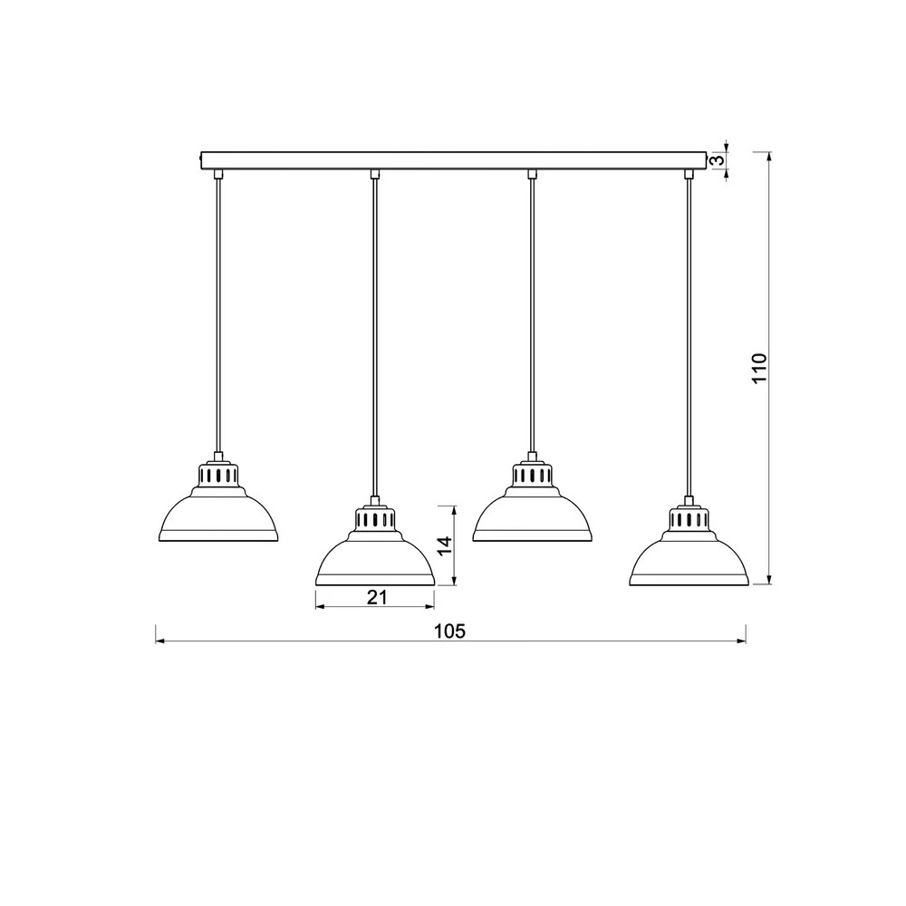 Suspension Sven, 4 lampes, naturel, acier