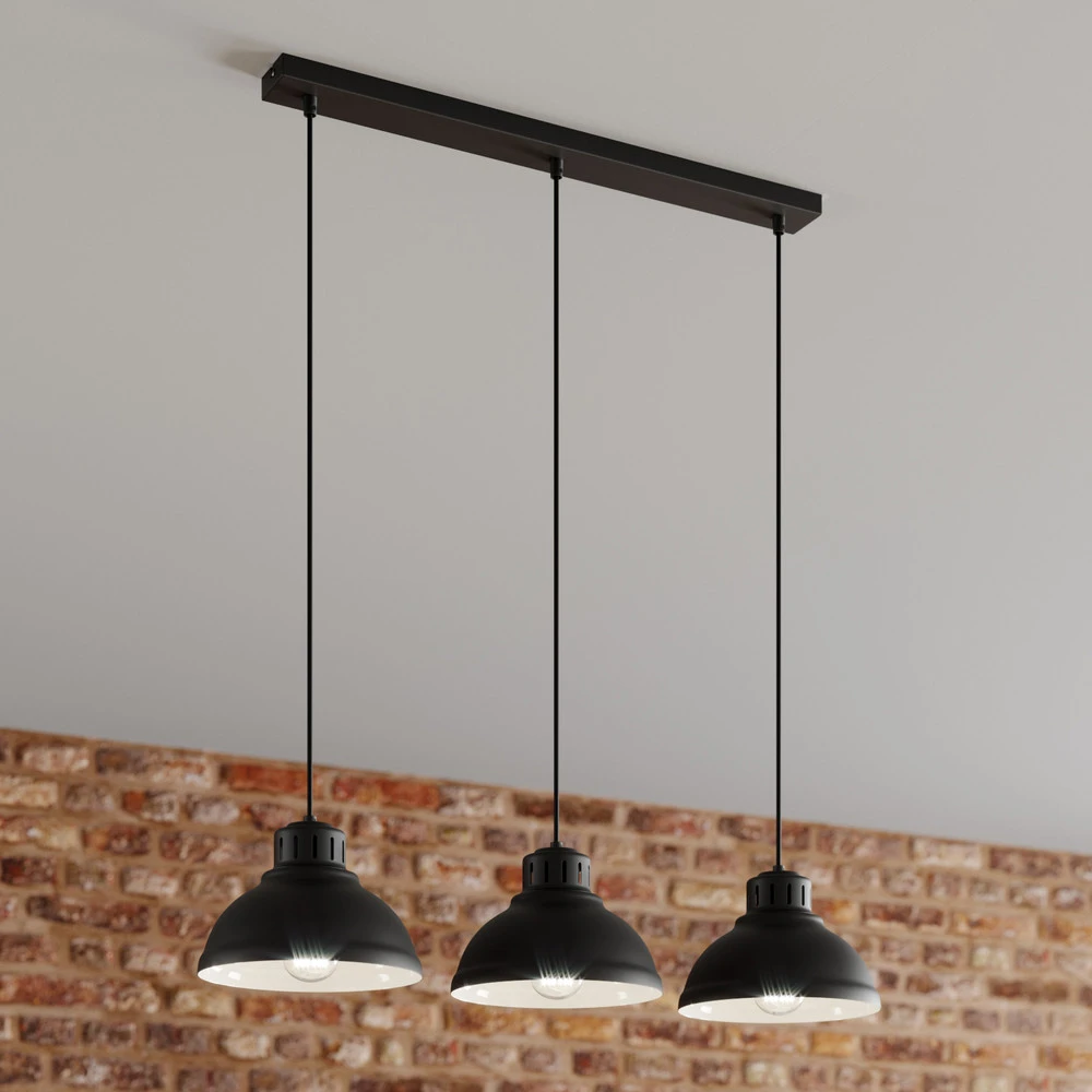 Suspension Sven, à 3 lampes, noire Sans outil d'installation