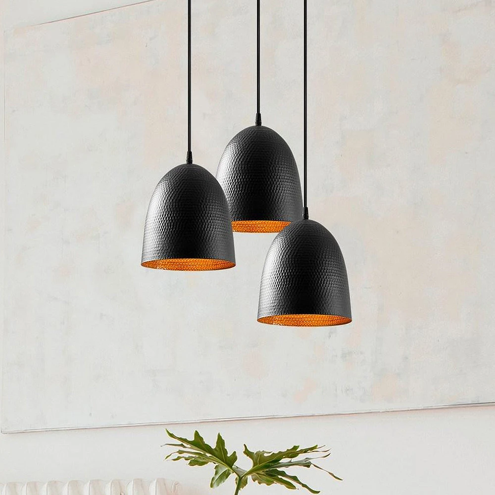 Suspension Tattoo 6168, noir, métal, à 3 lampes rond IP44 pour salle de bain