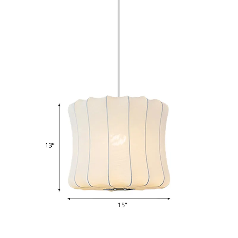 Suspension tendance à 1 lumière avec abat-jour en tissu, lanterne blanche, plafonnier suspendu IP44 pour salle de bain