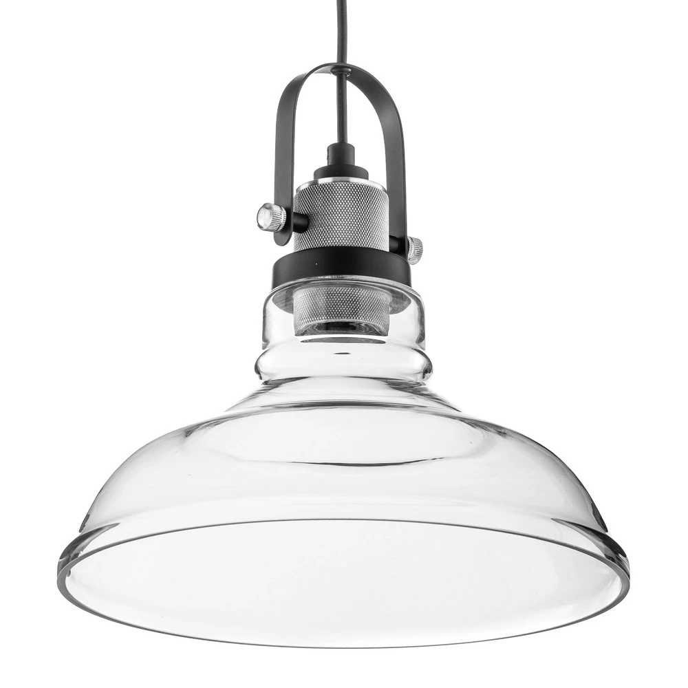 Suspension Teo avec abat-jour en verre, chromée Sans outil d'installation