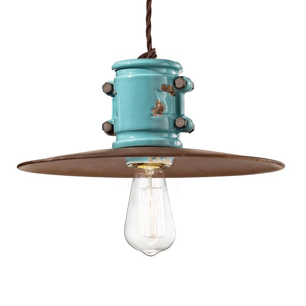 Suspension vintage Nicolo en bleu piscine