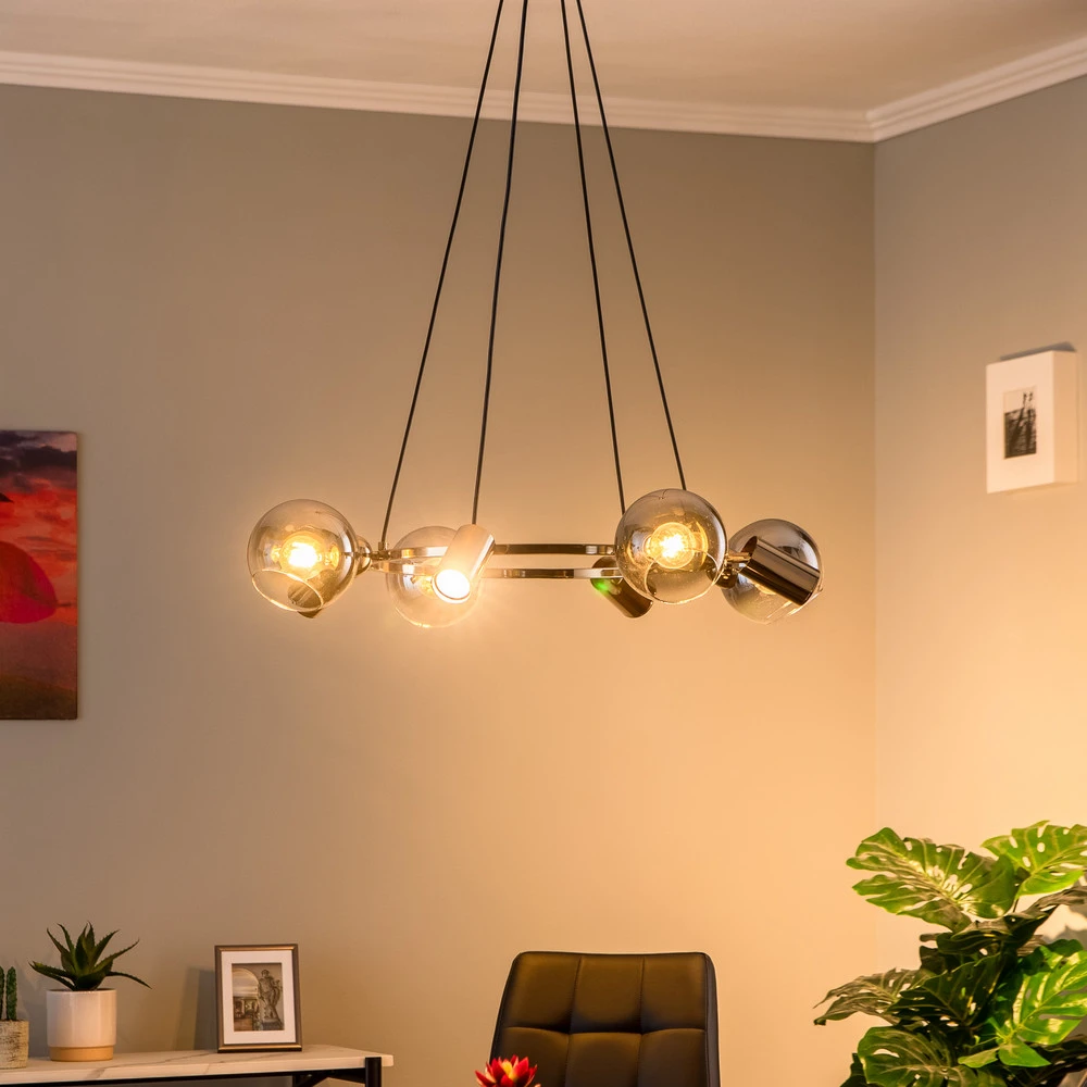 Suspension Zerde 4+4, Ø 82 cm, dorée, à 8 lampes | 4000K | lumière neutre