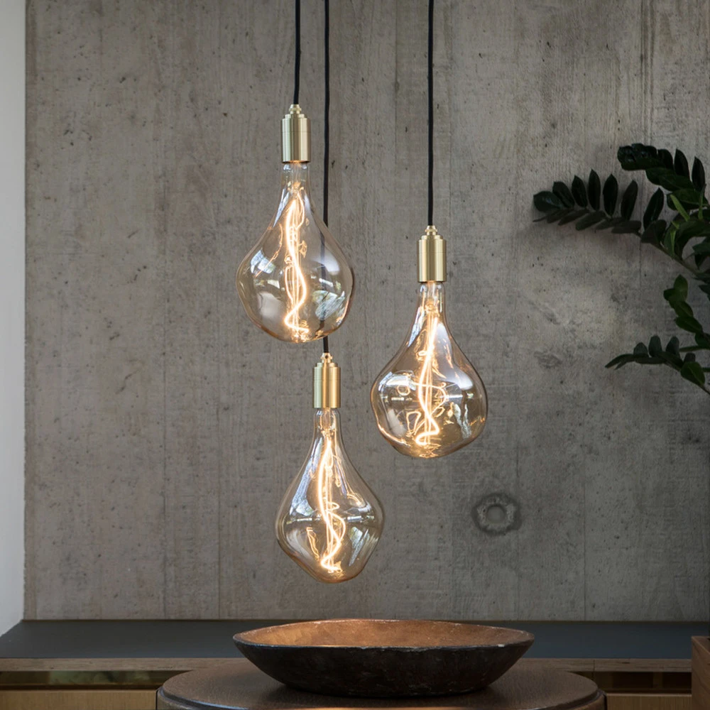 Tala Suspension Triplé Pendant rond E27 évident noir/laiton