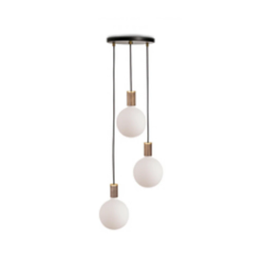 Tala Suspension Triplet Pendant ronde E27 opale noir/noix