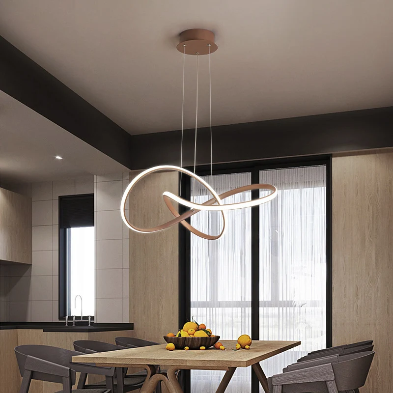 Twist lustre suspension minimaliste en métal salle à manger luminaire suspendu avec diffuseur opale