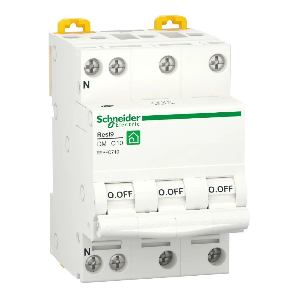 Disjoncteur tétrapolaire SCHNEIDER R9PFC710 10A courbe C 3kA 400V Resi9 XP