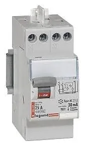 Interrupteur différentiel bipolaire DX3 de type AC 30mA - 25A