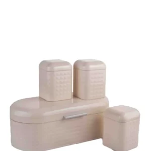 CH Diamond Bread Bin & 3 Piece Canisters - Cream