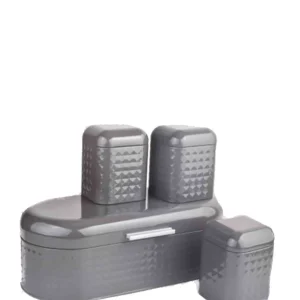CH Diamond Bread Bin & 3 Piece Canisters - Grey