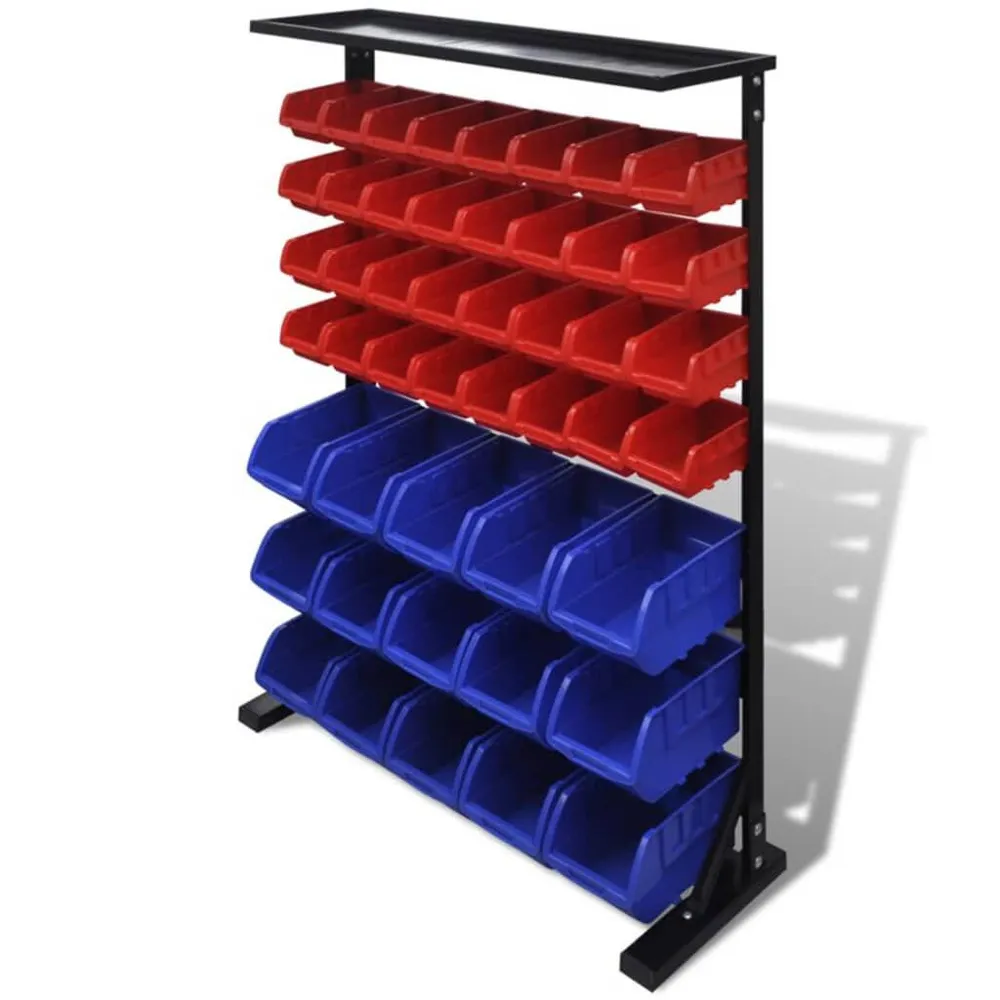 Boîte de rangement Étagère à outils de garage Bleu et rouge