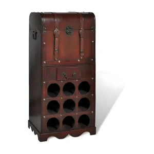 Professionnel Haute Résistance Etagère meuble de rangement pour 9 bouteilles marron 2702006