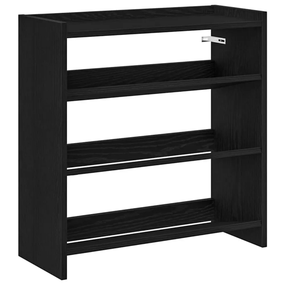 Étagère à chaussures noir 60x25x62 cm bois d'ingénierie avec Roulettes pivotantes