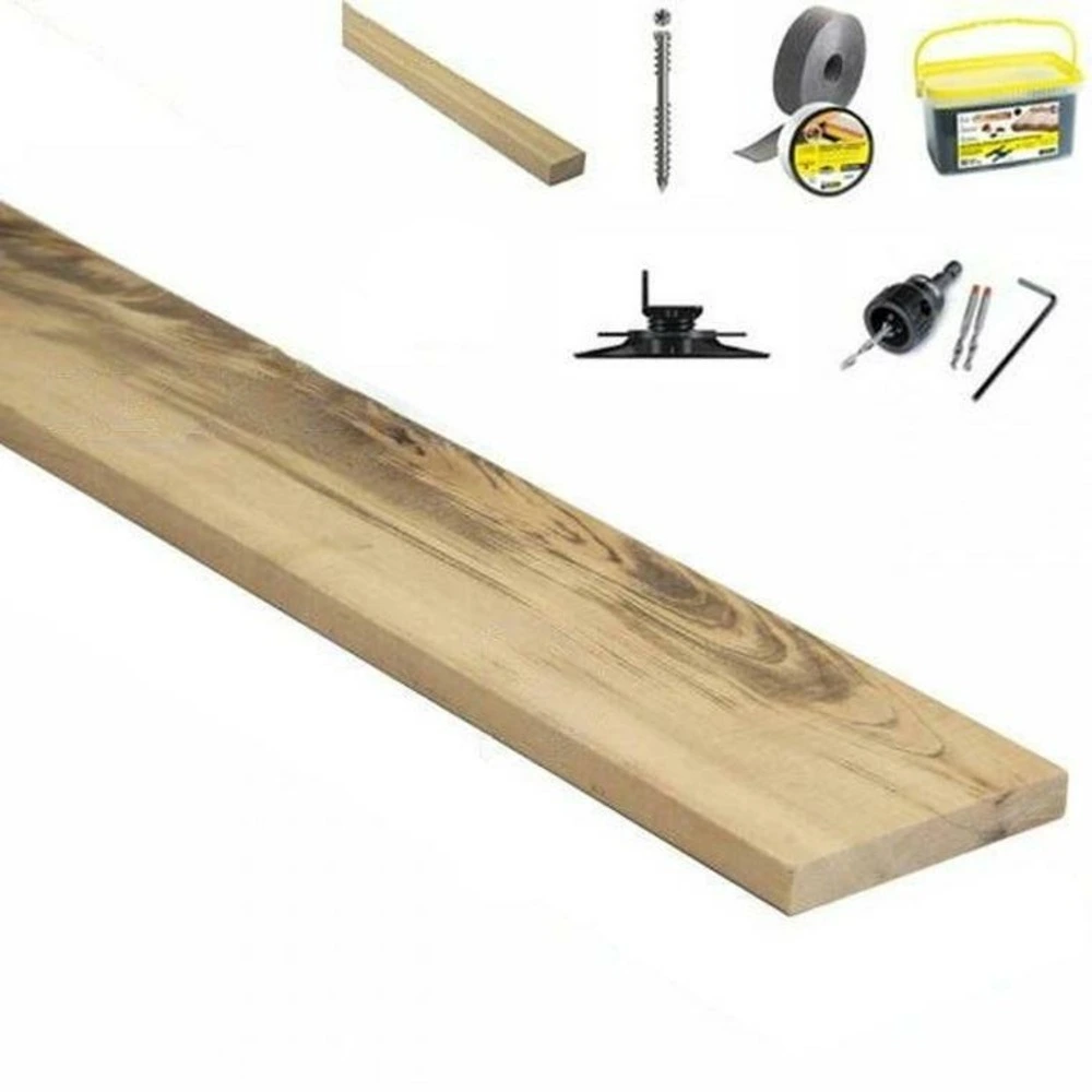 Pack achevé 45m² lame de terrasse muiracatiara lx950mm avec lambourde, vis, cale de ventilation, plot pvc et bande bitumin...