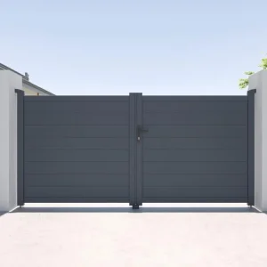 Portail battant en aluminium saturé - L305 x H150 cm - Anthracite - NAZARIO