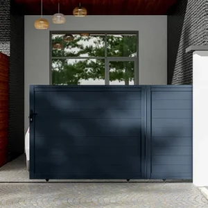 Portail coulissant aluminium saturé - L416 x H165 cm - Anthracite - NAZARIO