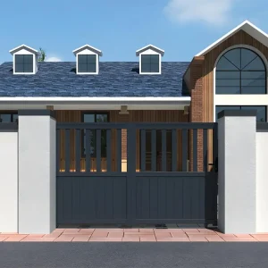 Portail électrique coulissant aluminium ajouré L343 x H149 cm anthracite TARNOS II