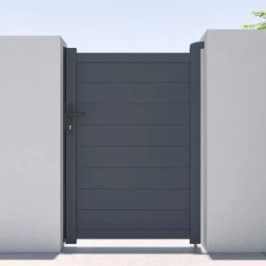Portillon battant aluminium saturé - L103 x H150 cm - Anthracite - NAZARIO