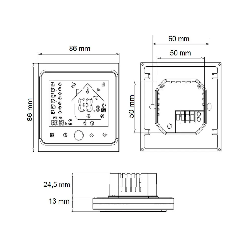 Thermostat WiFi Métallique Configurable pour Système de Chauffage