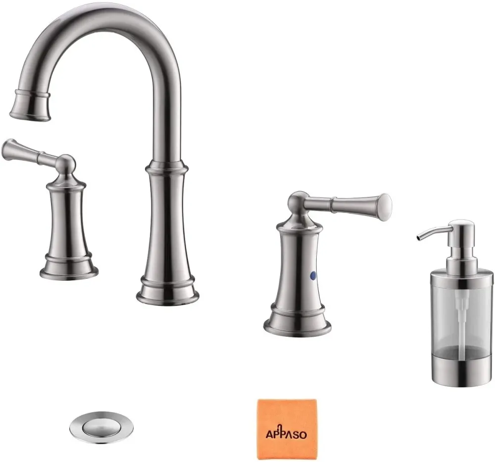 APASO 3-Hole Bainroom Sink Robinet Stable Brass 2 Poignée Robinets de navire de toilette 122BN