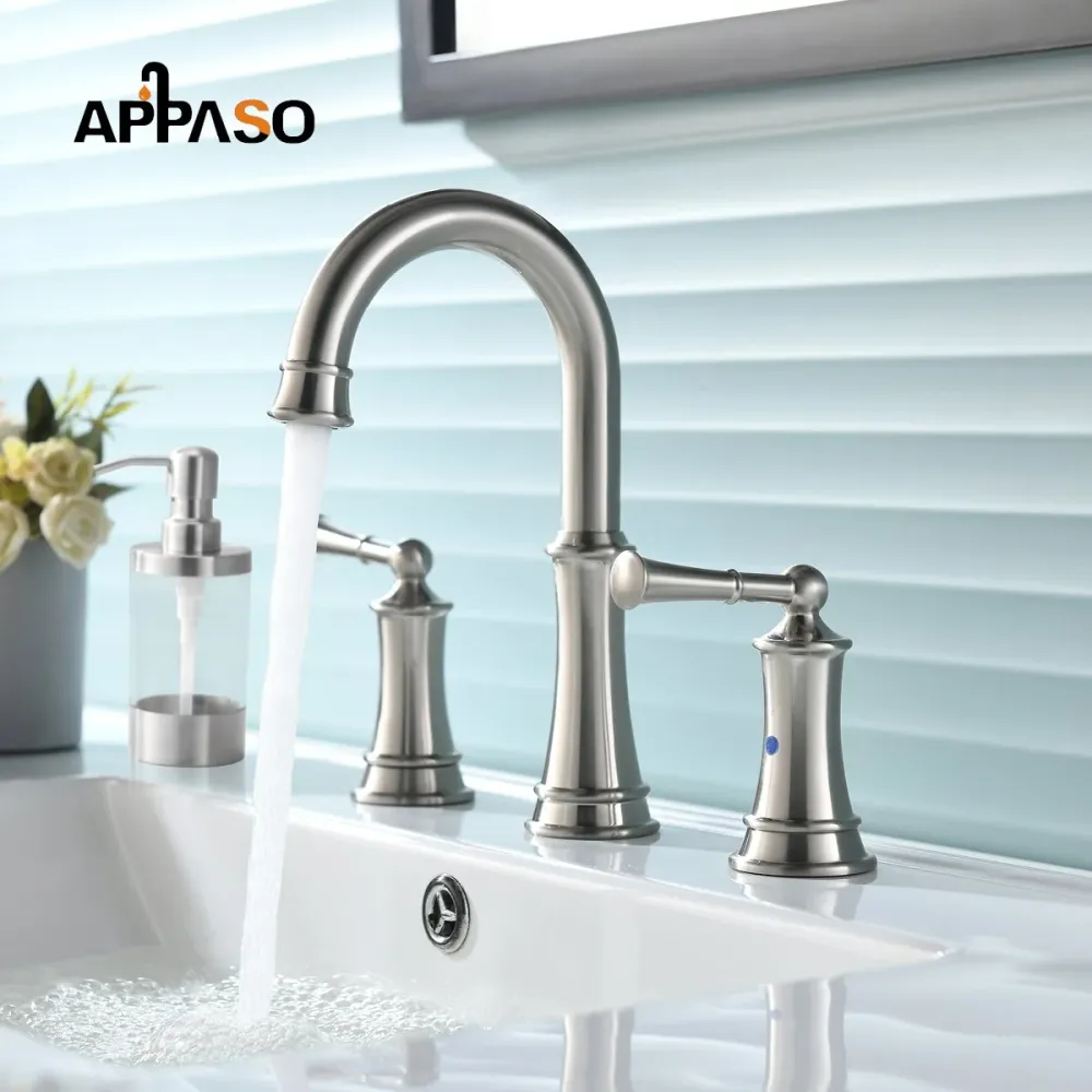 APASO 3-Hole Bainroom Sink Robinet Stable Brass 2 Poignée Robinets de navire de toilette 122BN