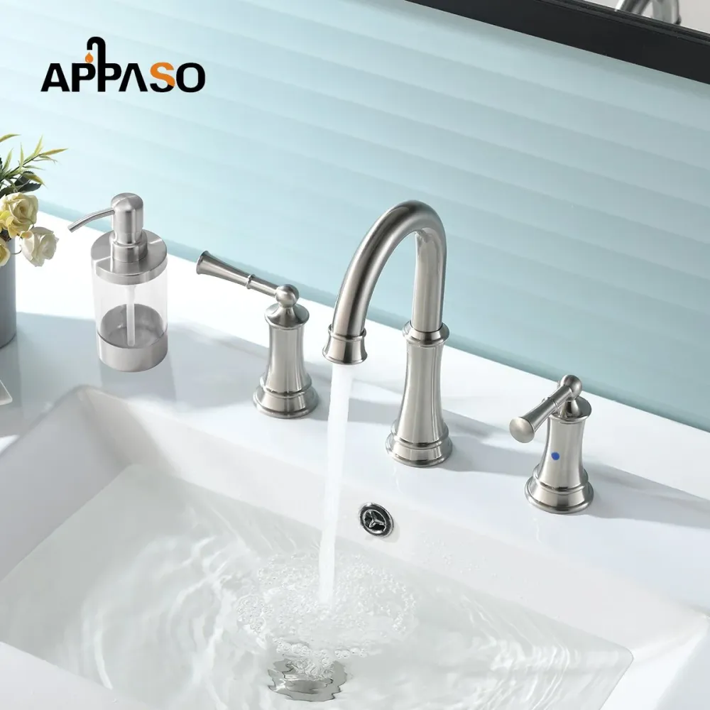 APASO 3-Hole Bainroom Sink Robinet Stable Brass 2 Poignée Robinets de navire de toilette 122BN