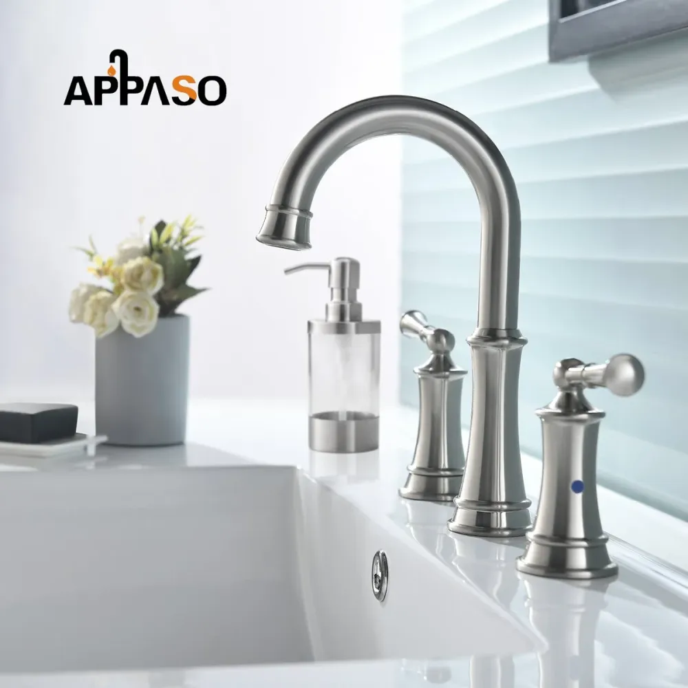 APASO 3-Hole Bainroom Sink Robinet Stable Brass 2 Poignée Robinets de navire de toilette 122BN