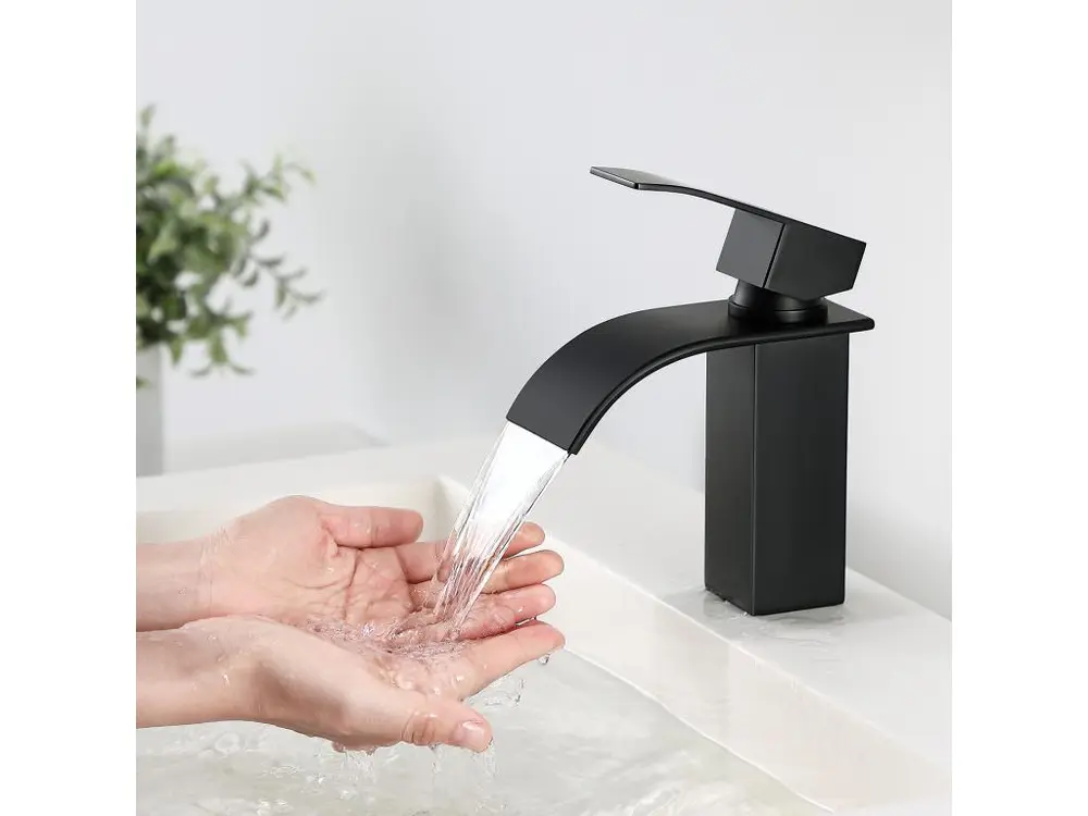 Cecipa max 2PCS NOIR Robinet de Lavabo en Cascade Mitigeur en Laiton pour Salle de Bain Design Moderne,EU Modèle