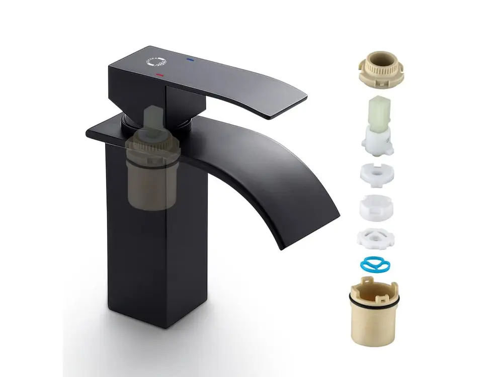Cecipa max 2PCS NOIR Robinet de Lavabo en Cascade Mitigeur en Laiton pour Salle de Bain Design Moderne,EU Modèle