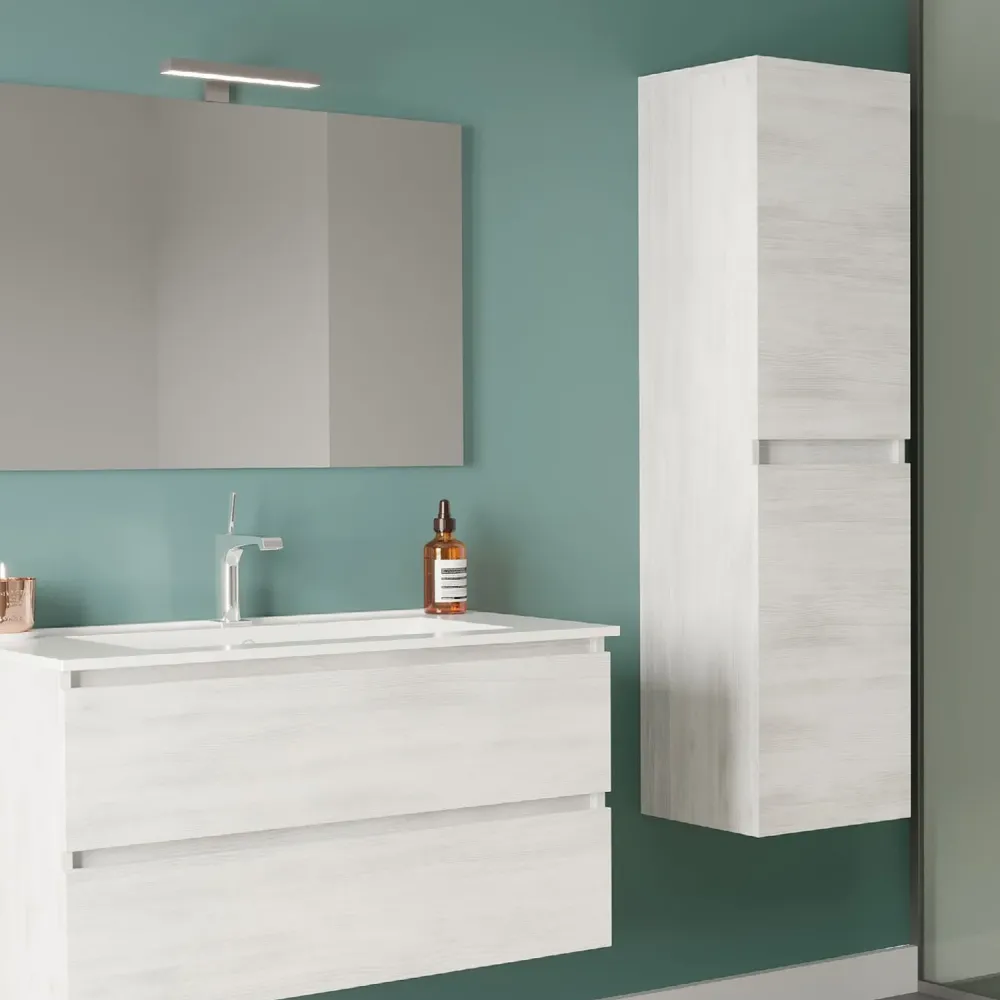 Colonne de salle de bain à deux portes couleur Chêne Blanc Cubi&Co - modèle Symmetry