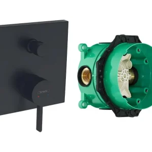 Façade robinet encastré mécanique HANSGROHE Finoris 2 sorties Noir mat + Corps encastré universel iBox