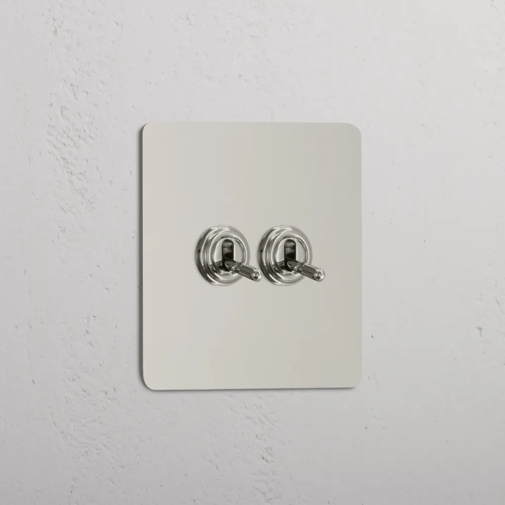 Kew Kipphebelschalter 2x Einfachrahmen - Poliertes Nickel Regular