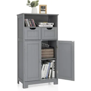 Meuble de rangement de salle de bain commode blanche de toilette/chambre avec 2 tiroirs et 2 portes