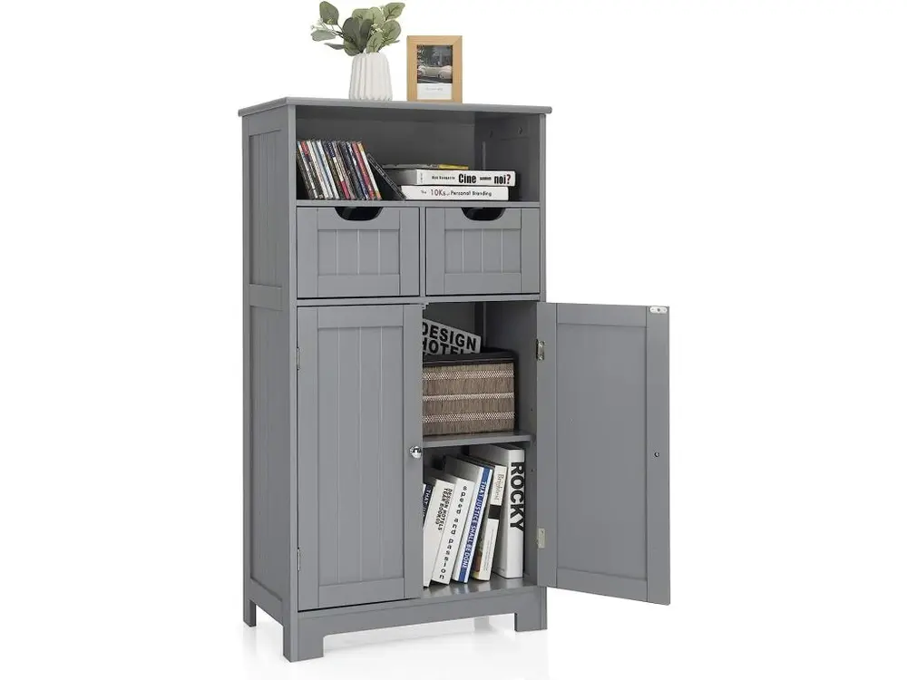 Meuble de rangement de salle de bain commode blanche de toilette/chambre avec 2 tiroirs et 2 portes