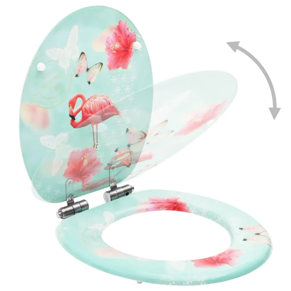 Siège abattant WC avec couvercle à fermeture en douceur MDF Flamant rose 02_0002933