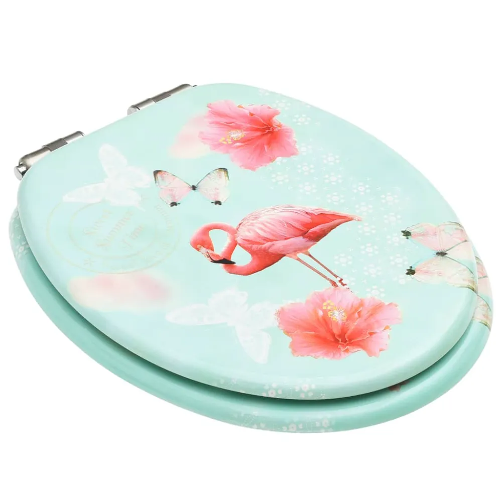 Siège abattant WC avec couvercle à fermeture en douceur MDF Flamant rose 02_0002933