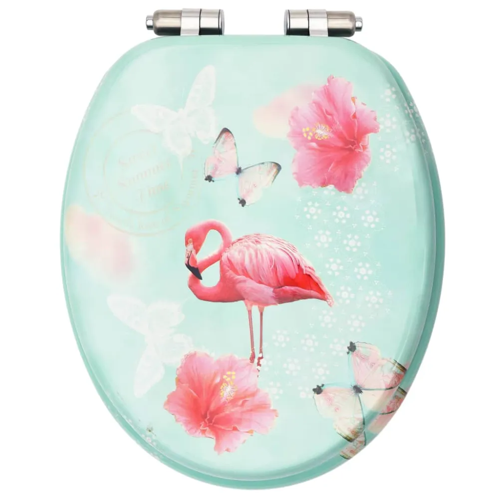 Siège abattant WC avec couvercle à fermeture en douceur MDF Flamant rose 02_0002933
